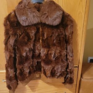 Reddish Brown Real Fox Fur Jacket. Sz.XXL